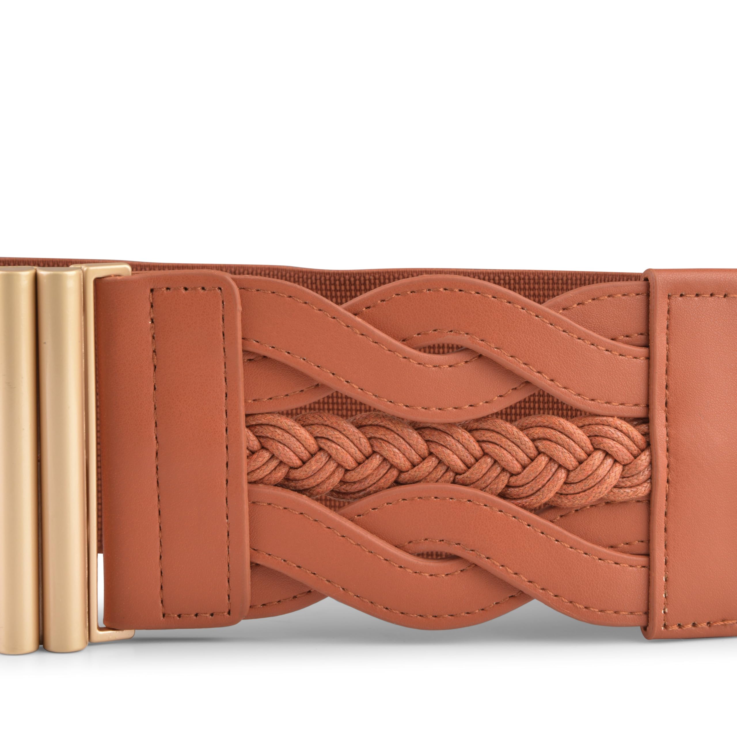 BlackButterfly Wide Waspie Elastic Vintage Braided Vertical Clasp Buckle Cinch Waist Belt - Image 4