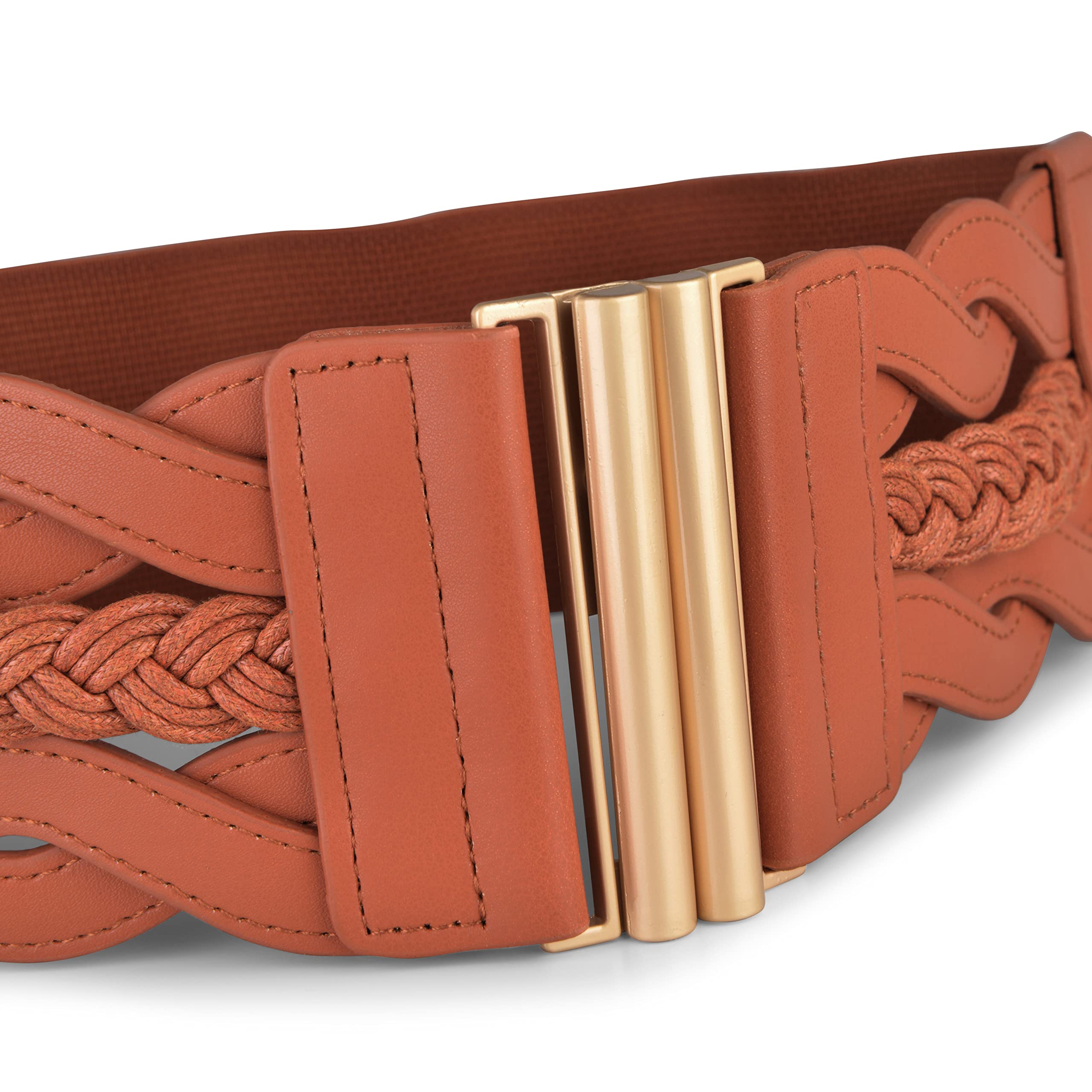 BlackButterfly Wide Waspie Elastic Vintage Braided Vertical Clasp Buckle Cinch Waist Belt - Image 5