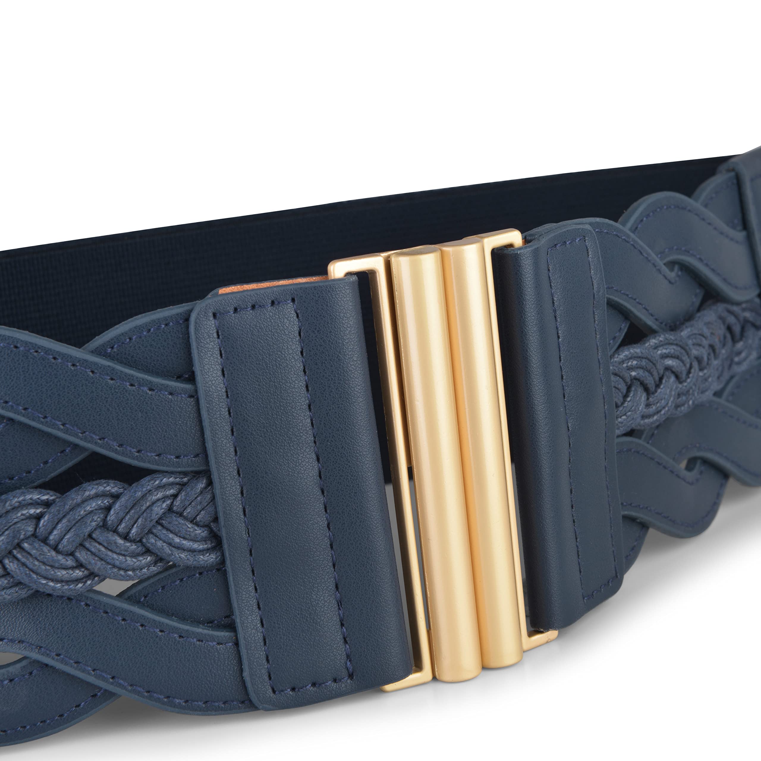 BlackButterfly Wide Waspie Elastic Vintage Braided Vertical Clasp Buckle Cinch Waist Belt - Image 5