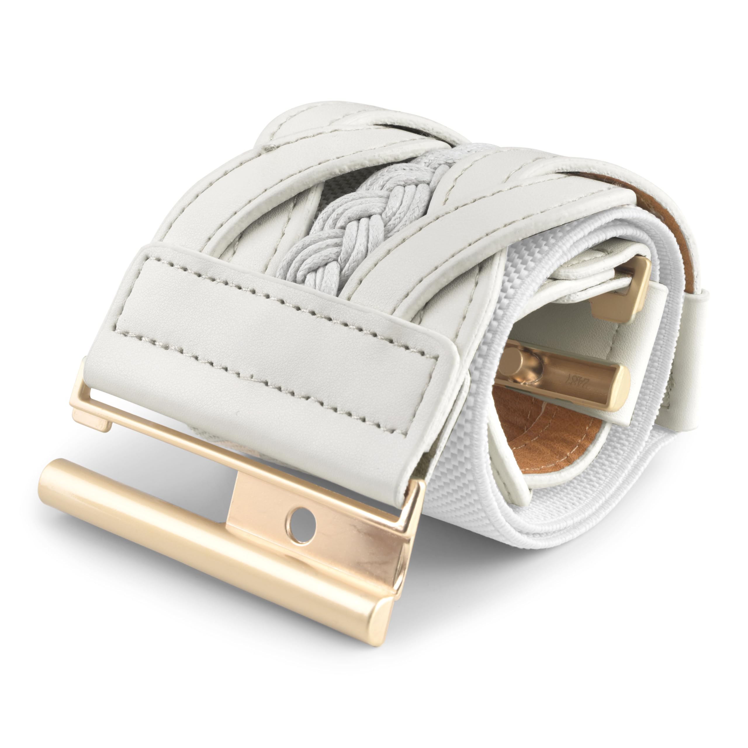 BlackButterfly Wide Waspie Elastic Vintage Braided Vertical Clasp Buckle Cinch Waist Belt - Image 3