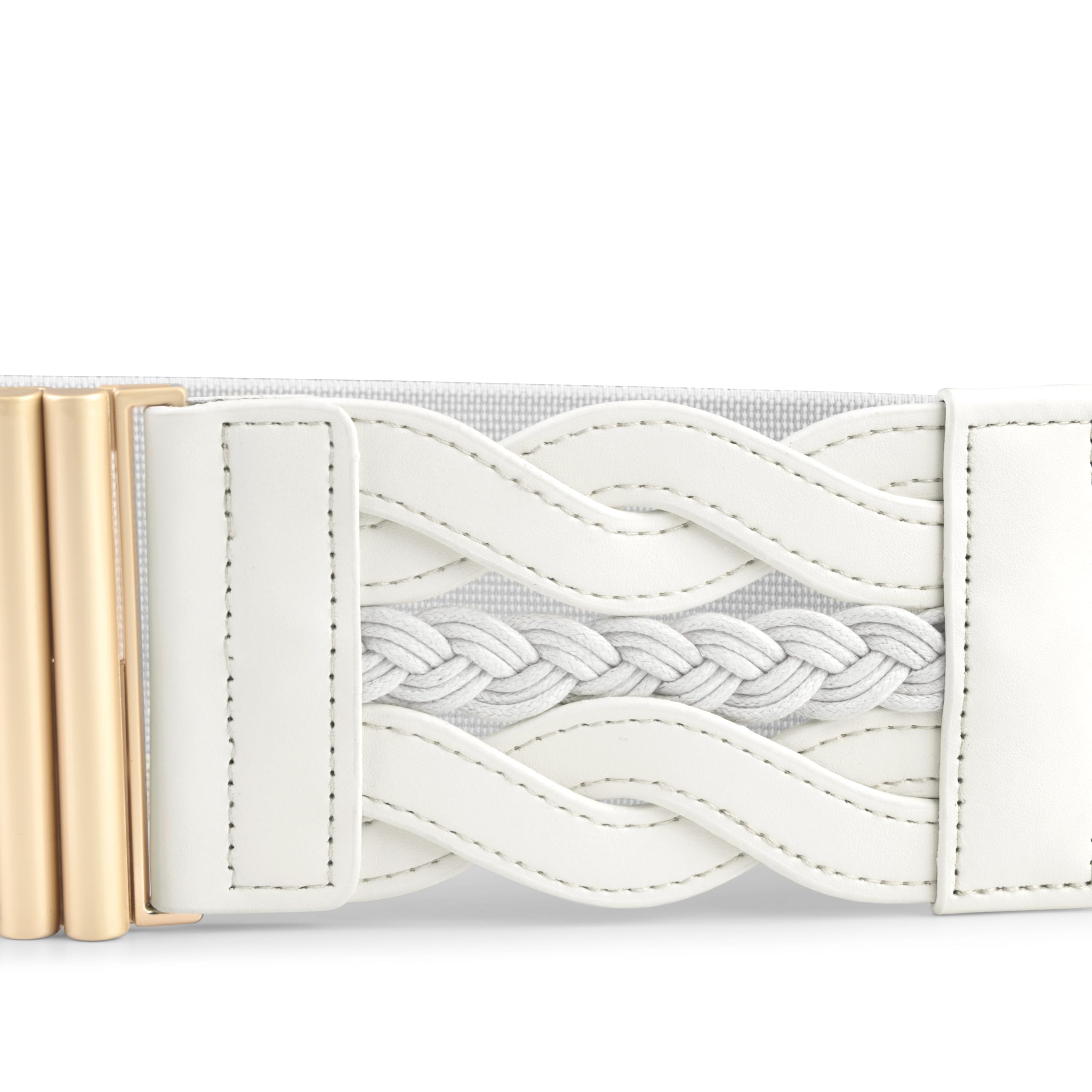 BlackButterfly Wide Waspie Elastic Vintage Braided Vertical Clasp Buckle Cinch Waist Belt - Image 4