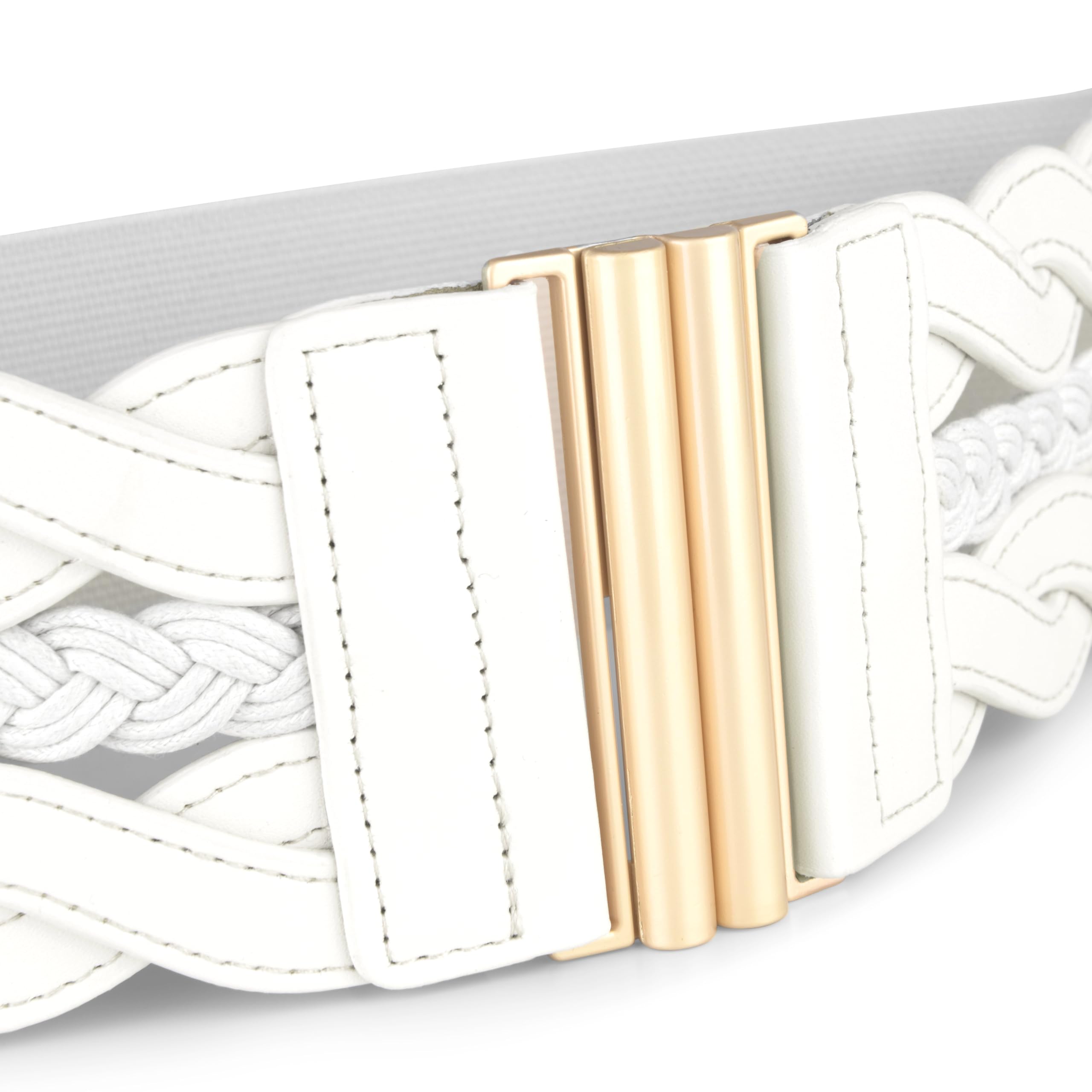 BlackButterfly Wide Waspie Elastic Vintage Braided Vertical Clasp Buckle Cinch Waist Belt - Image 5